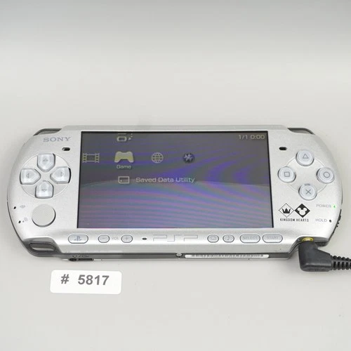 Sony PSP-3000 Console Only Kingdom Hearts Silver Region Free (NO BATTERY) #5817