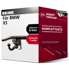 Für BMW X3 Typ E83 (Brink) Anhängerkupplung abnehmbar + E-Satz 7pol universell