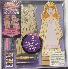 New Melissa Doug Decorate-Your-Own Wooden Magnet Princess Fashions 4182