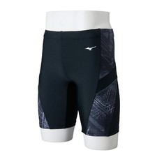 Mizuno Aqua Fitness Half Spats Swimsuit with Molded Cups N2JBC61390 Black/Gray