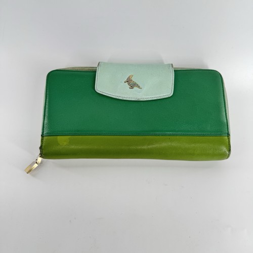 ONE ODD BIRD Leather Travel Wallet Green Aqua