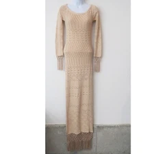 House of Harlow Crochet Knit Maxi Dress Small Boho Fringe Festival Long Flapper