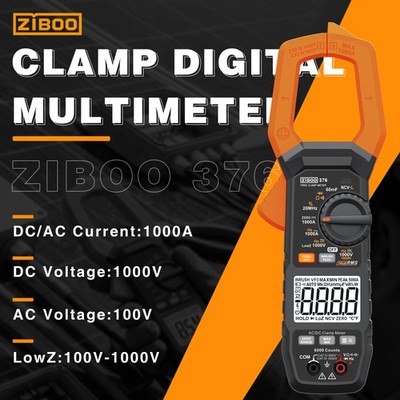 ZIBOO 376 Digital Clamp Meter True RMS, 1000A AC/DC Current, Multimeter