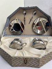 Servizio caffè vintage 2 tazze porcellana con portasottotazze e cucchiaini