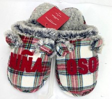 Girls' Nina Oso Plaid Slide Holiday Slippers - Wondershop Size 13-1