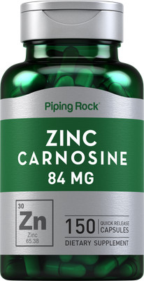 Zinc Carnosine Supplement | 84 mg | 150 Capsules | Non-GMO | By Piping Rock