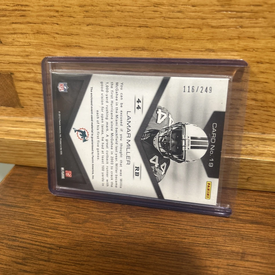 2012 Panini Momentum Head of the Class Materials /249 Lamar Miller #19 Rookie RC - Image 3 of 4