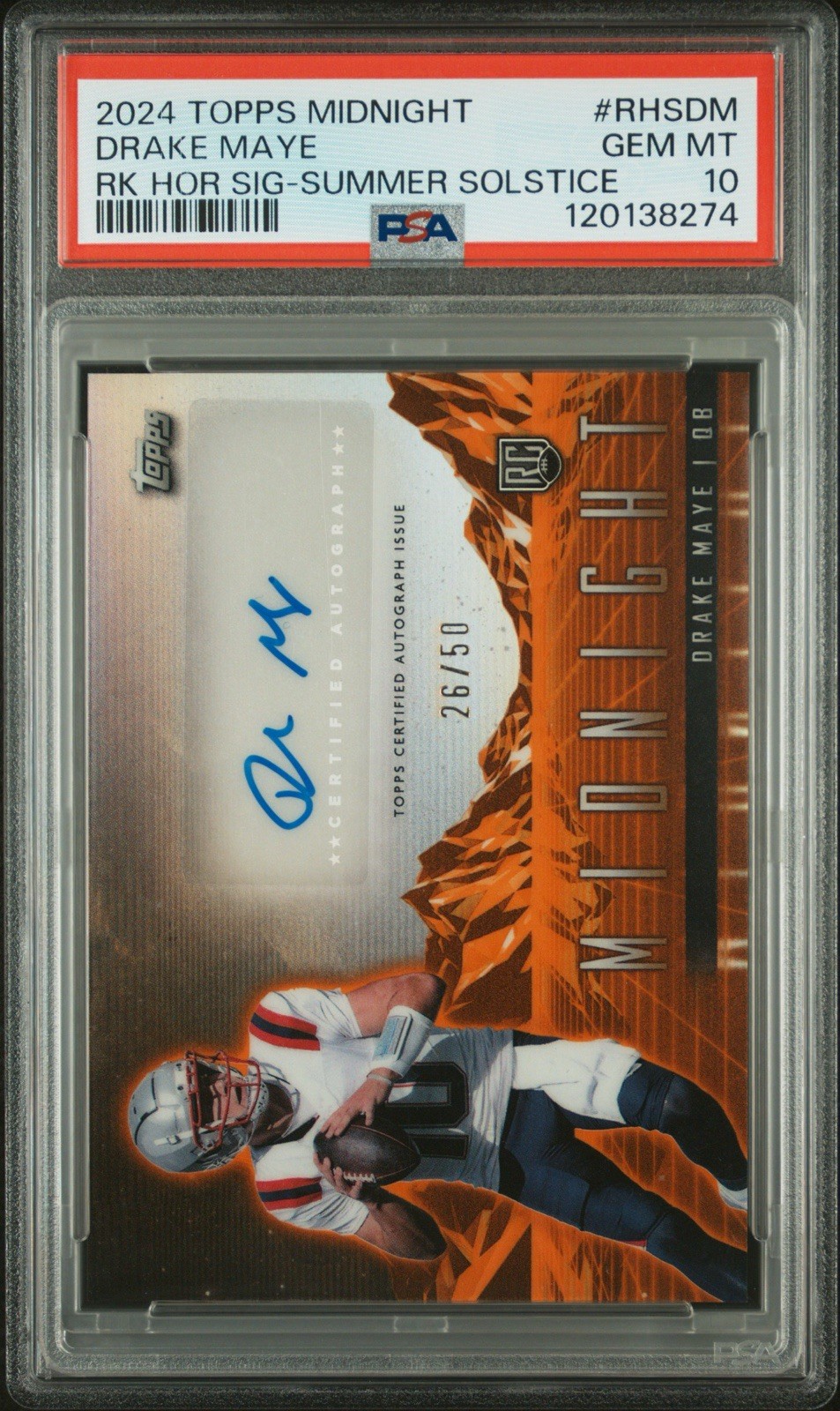 Drake Maye Topps Midnight Rookie Horizon Signatures #RHSDM Summer Solstice