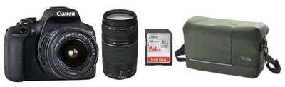 Canon EOS 2000D SET + 18-55 mm IS II + Zubehörpaket: 75-300 mm + 64GB + Tasche