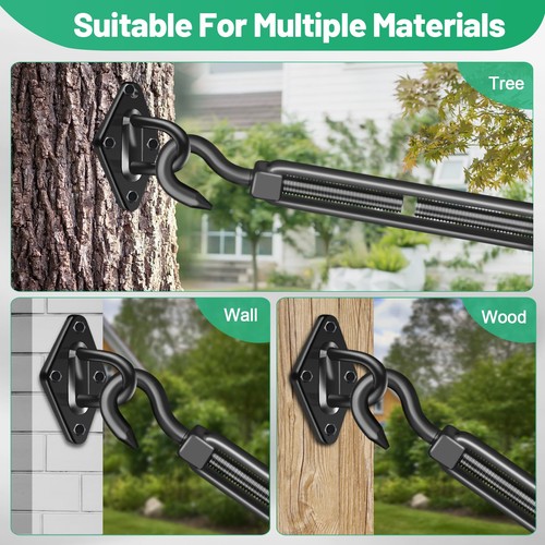 2PCS M8 Hook & Turnbuckle 304 Stainless Steel,Black Heavy M8-2P, Black  - Afbeelding 6 van 7