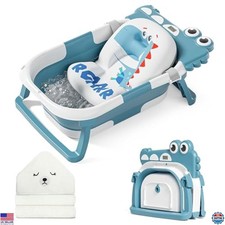 MoreFeel Collapsible Baby Bathtub for Newborns, Thermometer, 1 Towel, Portable