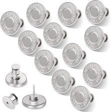 12 Sets Buttons Pins for Jeans No-Sew Replacement Jean Buttons for Loose