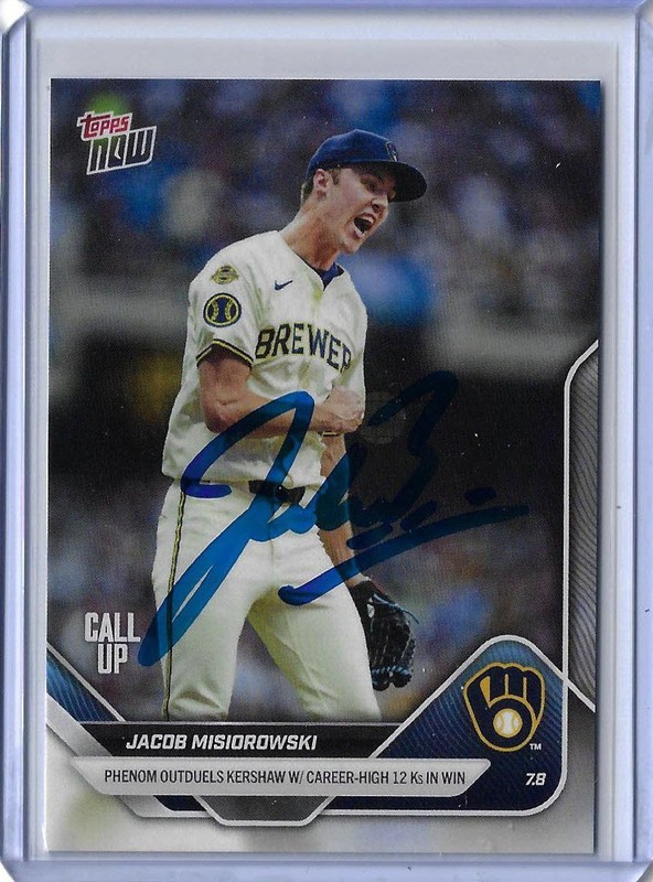 Jacob Misiorowski Autographed 2025 MLB Topps NOW 402 Rookie Card RC BREWERS ACE
