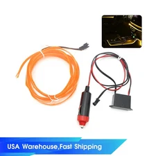 Car Interior Atmosphere Glow EL Wire Neon String Strip Light Yellow 2M LED Lamp