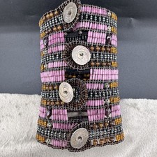 Beaded Large Cuff Bracelet Pink  7 