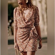 SEZANE Noemia Wrap Dress Paisley Riviera Size 44 VGUC