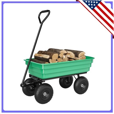 Heavy-Duty Garden Dump Cart 1200lb Utility Wheelbarrow Wagon Garden Cart