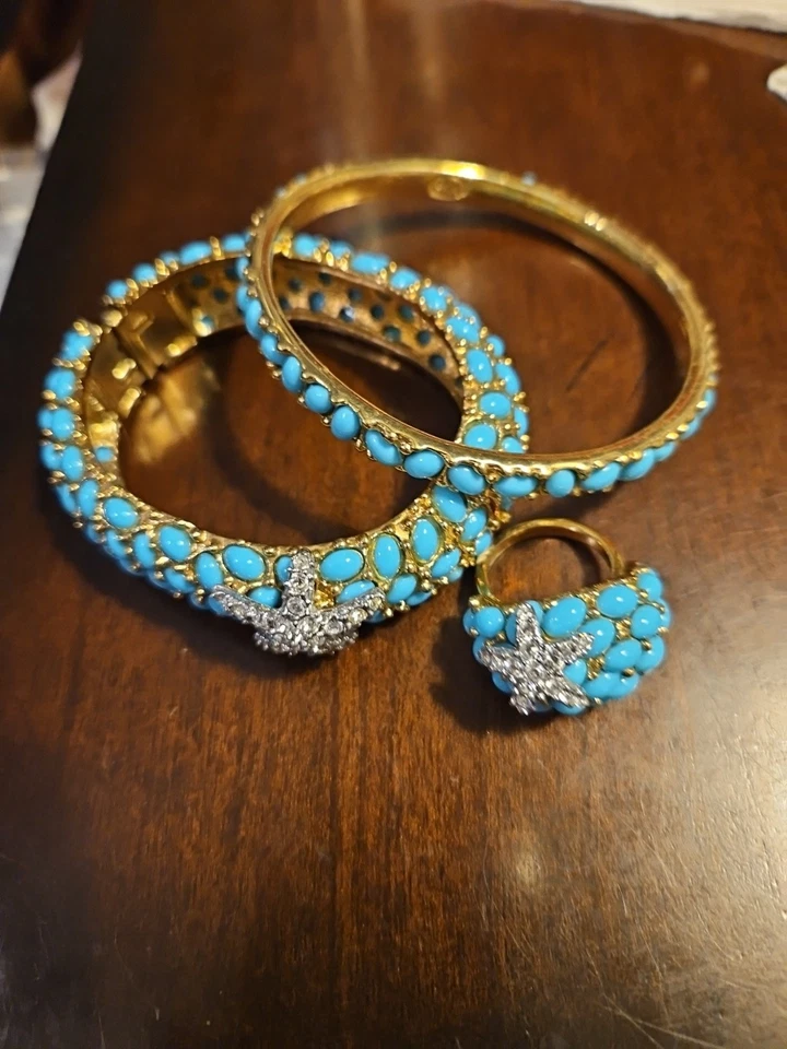 Kenneth Jay Lane Turquesa Brazalete Pulsera, Anillo (7), Juego de Pulsera Neptuno Foto 4 de 4