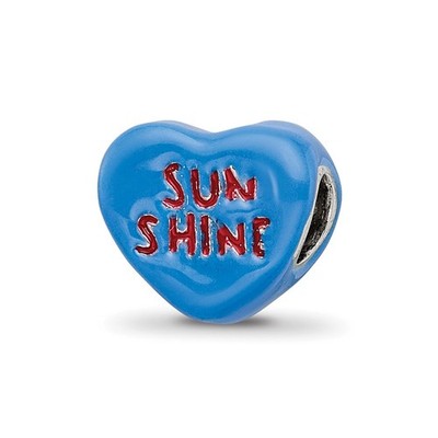 Sterling Silver Reflections Kids Sun Shine Enameled Heart Bead Pendant Necklace