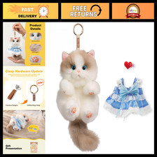 Adorable Cat Plush Keychain Bag Charm with Hidden Pocket - Cute Backpack Accesso