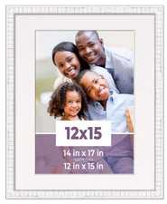 12x15 Frame White With White Picture Mat For 12x15 Photo - White 14x17 Frame To