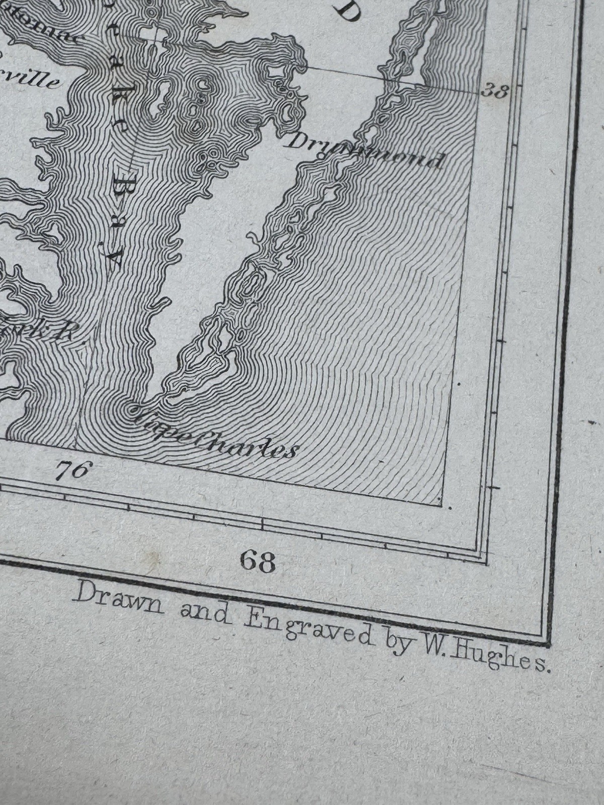 1840 Map, North Eastern Part of U.S. RAILROAD ROUTES Drawn & Engraved W. Hughes