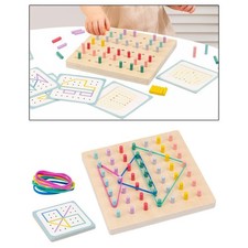 Wooden Geoboard with Bands Christmas Gift Birthday Graphical Educational Toy