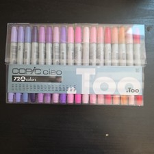 Copic Ciao 72 A Set   Very Light Use   No Ink Issues   72 Colors with Clear Case