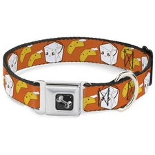 Dog Collar Bone Take Out/Fortune Cookies Orange WIDE-Medium 16-23"