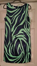 Kim Rogers Green/Blue Sleeveless Stretchy Zip Up Size 12 Dress
