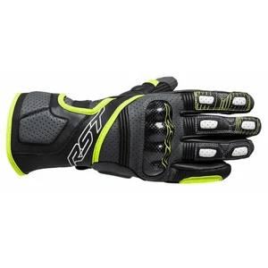 RST Fulcrum Ce Men Leather Motorcycle Glove Grey Flo Yellow Black