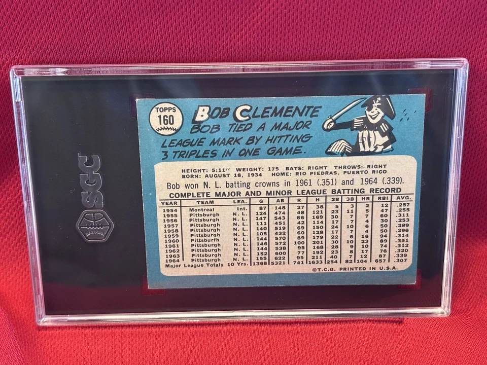 Tarjeta de colección 1965 Topps Bob Clemente graduada SGC 5 Roberto Pirates colores vivos Foto 3 de 3