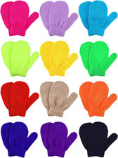 12 Pairs Toddler Mittens Bulk Kids Winter Knit Gloves Pack Childrens Stretch Mit