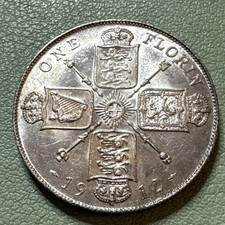 GREAT BRITAIN Florin 1912, George V Brilliant Uncirculated BU With Superb Luster