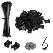 120 Set Black Cable Zip Tie Mounts Kit Wire Clips Organizer Holders Clamps with