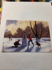 Painted Image Children Making A Snowman  By Alan Lathwell Paper Magic Group...