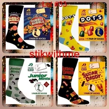 Novelty Candy Themed CREW SOCKS IN GIFT BOX Women 9-14 / Men 8-12  U CHOOSE  NEW