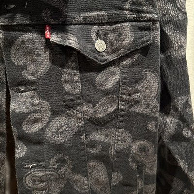 ジャケット・アウター MLVINCE paisley jacquard trucker jacket Levis Trucker Jacket Denim Black Gray Paisley Design III 72334