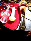 ANTIQUE LOT OF 3 PESTLES 2 CLEAR GLASS & 1 MILK GLASS — photo 2