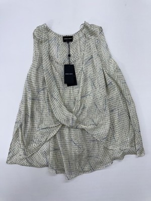 Giorgio Armani Women's Light Gray Silk Wrap Blouse Size 42