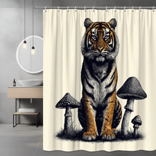 Tiger Mushroom Shower Curtain Graphic Animal Print