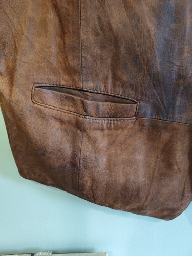 Vintage Banjara Brown Soft Leather Waistcoat UK46 EU56 Chestnut Vest Lamb Nubuck - Picture 2 of 17