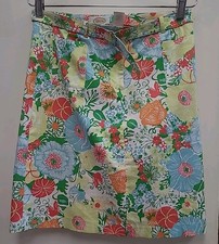 TALBOTS Skirt Floral A-line Belted Pockets Stretch Summer Spring Women's Size 8