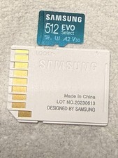 Samsung EVO Select 512GB microSDXC UHS-I Memory Card Micro SD A2 (3) V30 UHS-I