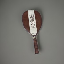 Vintage Wilson Aggressor Wooden Tennis Racquet W/Leather Wrapped Handle  Case