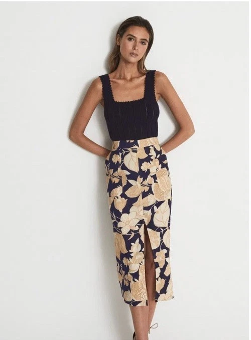 Reiss Linen Skirt 14 New