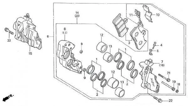 Kit de reconstrucción de pinza delantera genuina Honda CB1000 Super Four SC30 16 piezas nuevo Foto 2 de 4