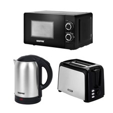 GEEPAS 2 Slice Bread Toaster 1.8L Electric Kettle & 20L 700W Solo Microwave Oven