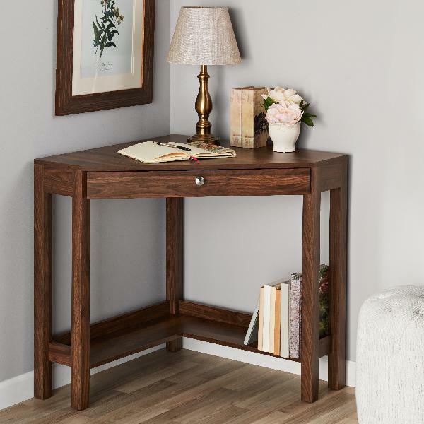 Mainstays Parsons Writing Desk With Storage Drawer Canyon Walnut