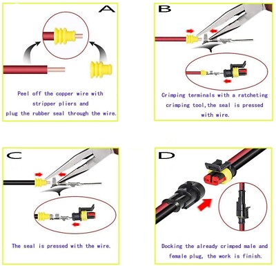1Set 6.3mm 1/2/3/4/6/8/12P/14 Pin Automotive 6.3 Electrical Wire Connector Male Female Cable Terminal Plug Kits Ebike Car